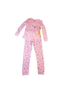 Sleep On It Girls Pink Gymnastics Print Pajama Set Long Sleeve Top & Pants Sz10